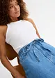 Mellanlång jeanskjol Mid Waist, Super Soft, bonprix