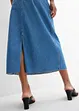 Mellanlång jeanskjol Mid Waist, Super Soft, bonprix