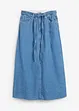 Mellanlång jeanskjol Mid Waist, Super Soft, bonprix