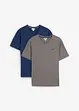 T-shirt med V-ringning (2-pack) av ekologisk bomull, bonprix