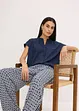Kortärmad blus med dold knappslå, bonprix