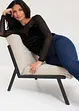 Topp med korsettlook och mesh, bonprix