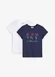 T-shirt i basmodell med tryck (2-pack), bonprix