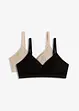 Vadderad bralette utan bygel med ekologisk bomull (2-pack), bonprix