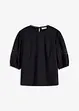 Kortärmad blus med linneandel, bonprix