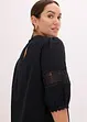 Kortärmad blus med linneandel, bonprix
