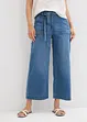 Jeans med vida ben, High Waist och resårlinning, cropped, bonprix