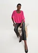 Chiffongblus med linne, bonprix