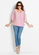 Chiffongblus med linne, bonprix