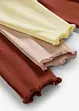 Ribbstickade leggings i ekologisk bomull med volanger för bebisar (3-pack), bonprix