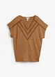 T-shirt i rent linne med spets, bonprix