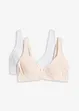 Ovadderad T-shirtbehå med bygel i ekologisk bomull (2-pack), bonprix