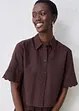 Kort skjortblus med sidenandel, bonprix