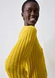 Hålmönstrad cardigan med linneandel, bonprix