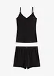 Ribbstickad bomullspyjamas med shorts, bonprix