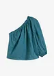 One shoulder-blus i linneblandning, bonprix