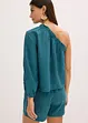 One shoulder-blus i linneblandning, bonprix