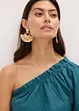 One shoulder-blus i linneblandning, bonprix