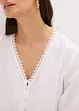 Blus med virkad infällning och fransar, bonprix