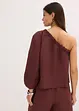 One shoulder-blus i linneblandning, bonprix