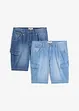 Tunna jeansshorts med cargoficka, av ren bomull, Relaxed Fit (2-pack), bonprix