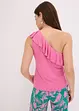 One shoulder-linne med volang i mjuk viskosmix, bonprix