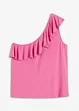 One shoulder-linne med volang i mjuk viskosmix, bonprix