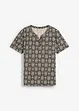 T-shirt med kort knappslå, av ren bomull, bonprix