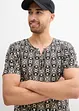T-shirt med kort knappslå, av ren bomull, bonprix
