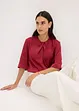 Blustopp i glansig satin, bonprix