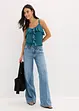 Jeans med vida ben, Mid Waist, Low Stretch Full Length, bonprix