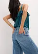 Jeans med vida ben, Mid Waist, Low Stretch Full Length, bonprix