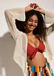 Kort strandcardigan med virkad look, bonprix