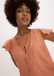 Blus med volangärmar i  glansigt material, bonprix