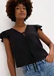Blus med volangärmar i  glansigt material, bonprix