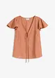 Blus med volangärmar i  glansigt material, bonprix