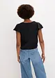 Blus med volangärmar i  glansigt material, bonprix