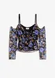 Cold shoulder-topp i tunn mesh, bonprix