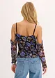 Cold shoulder-topp i tunn mesh, bonprix