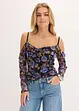 Cold shoulder-topp i tunn mesh, bonprix