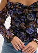 Cold shoulder-topp i tunn mesh, bonprix