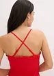 Smockad, mellanlång klänning i stabil jersey med slits, bonprix