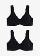 T-shirtbehå med bygel och minimizereffekt (2-pack), ekologisk bomull, bonprix