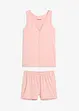Pyjamas i mjukt, ribbat material, med shorts, bonprix
