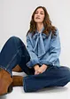 Jeansblus med knytband, bonprix