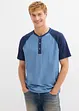 T-shirt med kort knappslå, av ekologisk bomull med tvättade effekter, bonprix