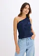 One shoulder-linne med broderi, bonprix