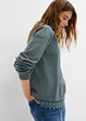 Sweatshirt med spetsbesättning, bonprix