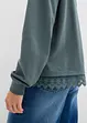 Sweatshirt med spetsbesättning, bonprix