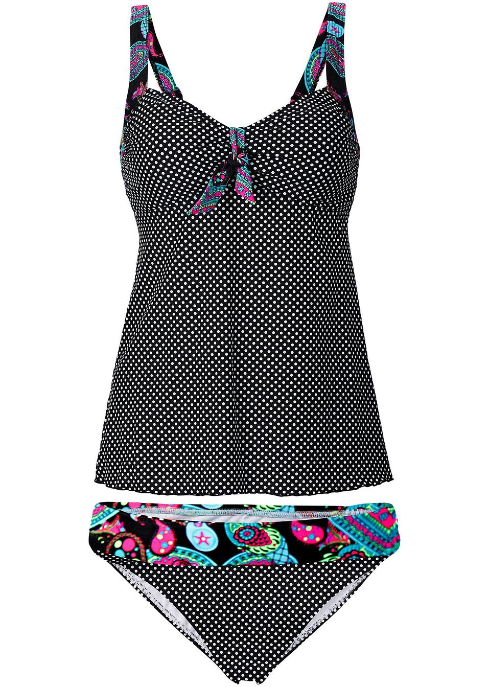 Tankini (tvådelat set) svart/vit Dam bonprix.se